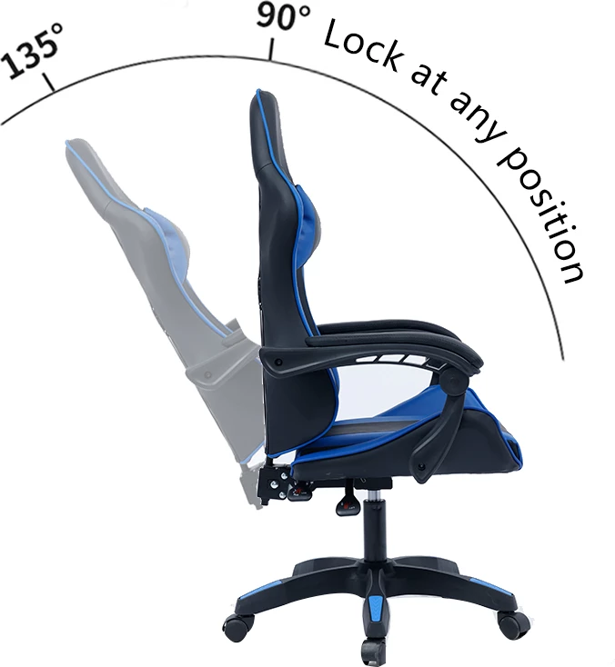 Gaming stol William, PU, črno-moder