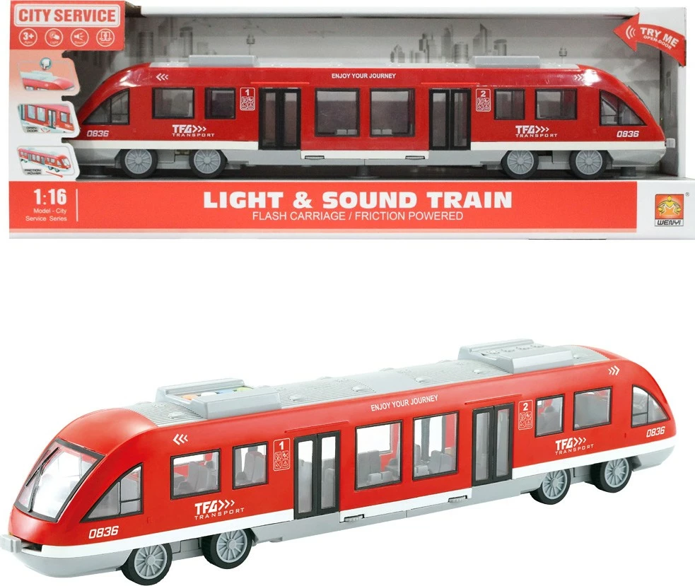 Igrača tramvaj ASKATO 121840, plastika, z lučmi in zvoki, rdeča