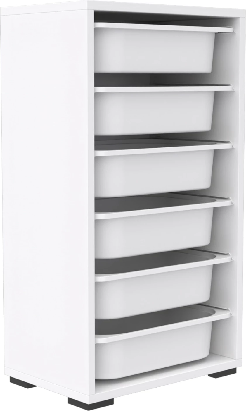 Komoda SANI FH18215.01 melamin v beli barvi - 6 belih P.E. predalov 45,5x30x83H cm