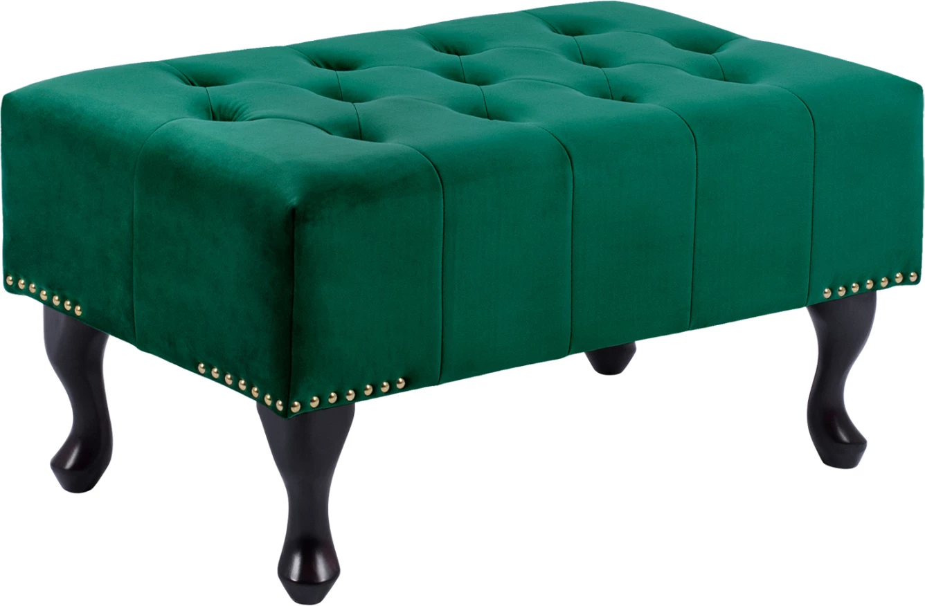 Pianistični stolček Chesterfield EMMA FH226.03 iz cipresno zelenega žameta s črnimi nogami 80x45x40H cm