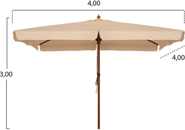 Profesionalni dežnik 4x4m z lesenim okvirjem FH6023 Bež