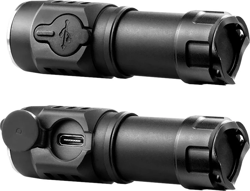 Ročna LED svetilka, 500 lm, topla barva, USB‑C polnjenje, 16340 baterija, IP66, everActive FL-50RW, Luminus SST20, črna