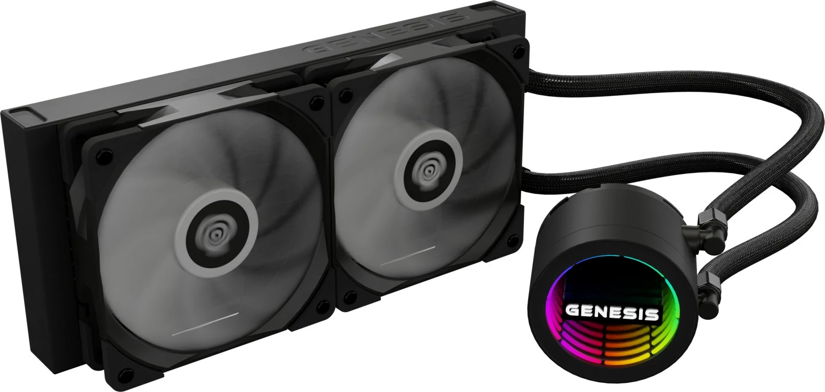 Vodna hladilna enota vse-v-enem za procesor GENESIS NLG-2319, 2 ventilatorja, RGB, črna