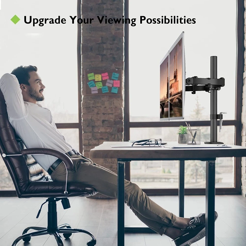 Držalo za monitor z dvema zaslonoma Techly ICA-LCD 382-D, do 27 in, črno