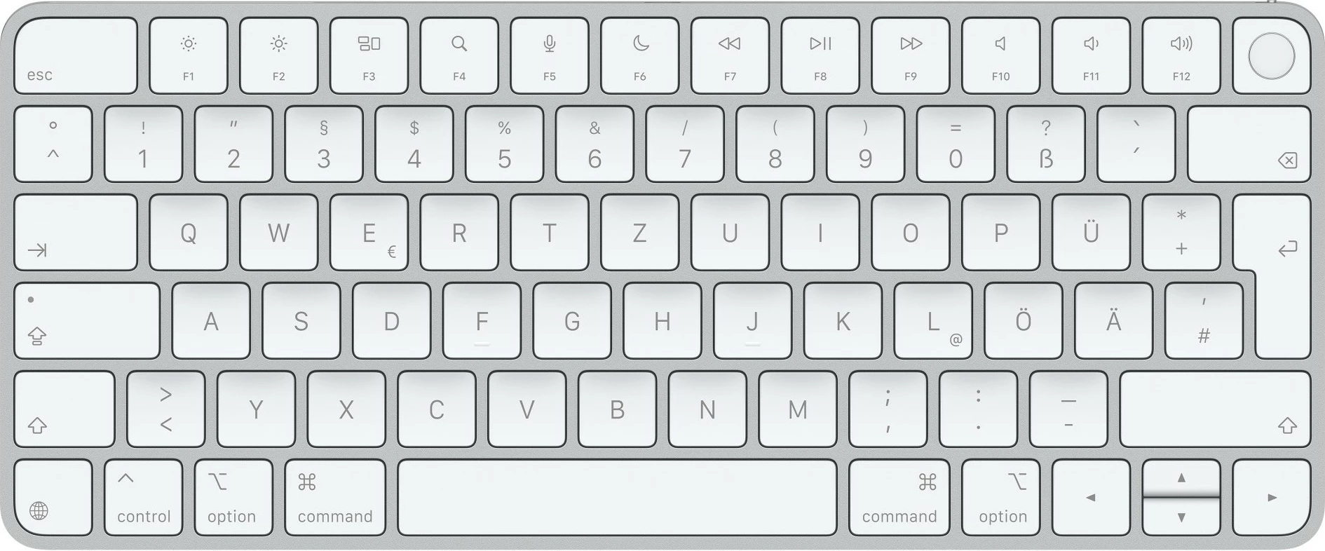 Tipkovnica z Touch ID Apple Magic za Mac (USB-C), QWERTZ, srebrna, bela, nemška