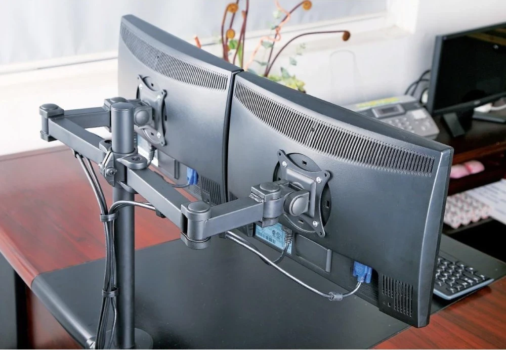 Držalo za monitor z dvema zaslonoma Techly ICA-LCD 382-D, do 27 in, črno