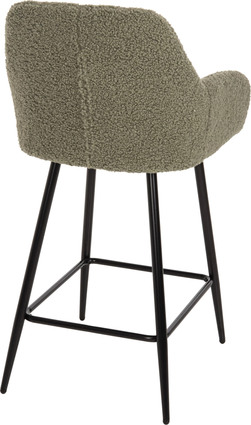 Barski stol srednje višine STRIKE FH8592.03 pistacija zelena tkanina TEDDY-črne kovinske noge 50x50x94,5Hcm, set 2 kosov
