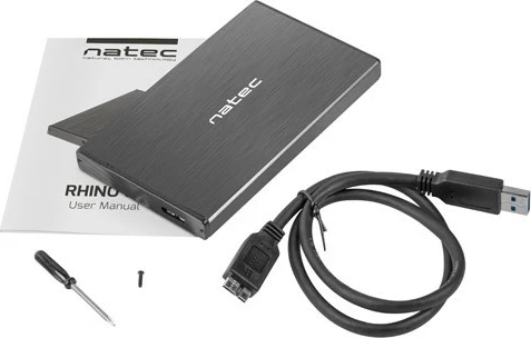 Zunanje računalniško ohišje 2,5", USB 3.0, aluminij, črno — Natec Rhino Go