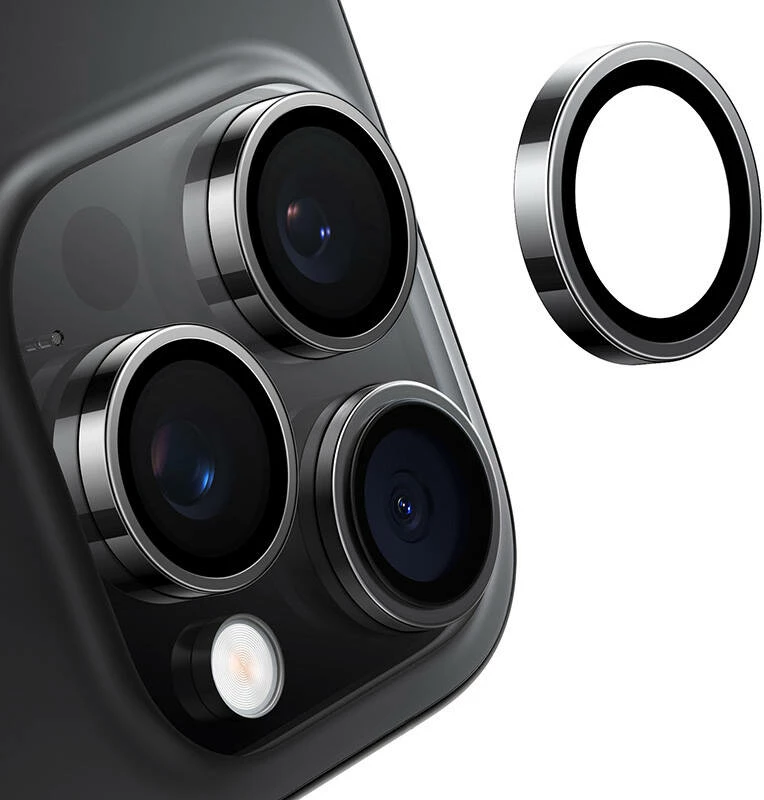 Zaščitno steklo za kamero Torras Lensguard za iPhone 16 Pro Max, 0,25 mm, črno