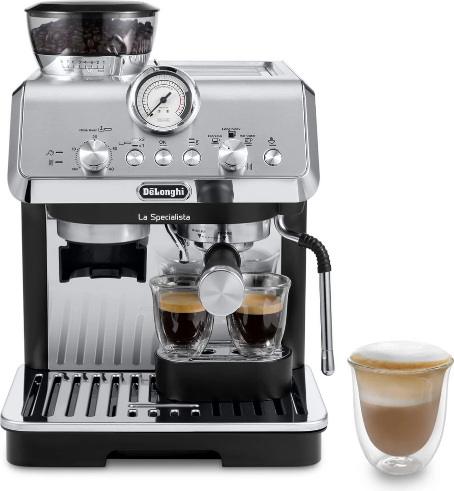 Espresso aparat s portafilrom De'Longhi La Specialista Arte EC9155.MB, z vgrajenim mlinčkom, standard, srebrn