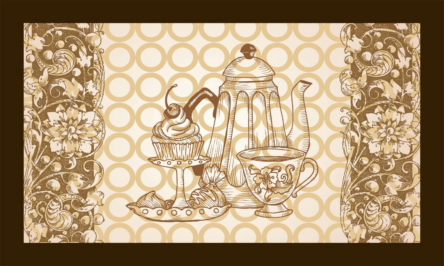Predpražnik PVC, motiv čajnika, večbarven, 45x70 cm - Aberto Design