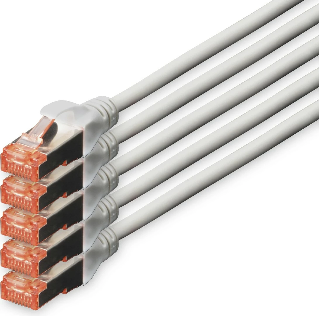 Mrežni kabel Cat6 S/FTP, 10 m, komplet 5 kosov, siva — Digitus