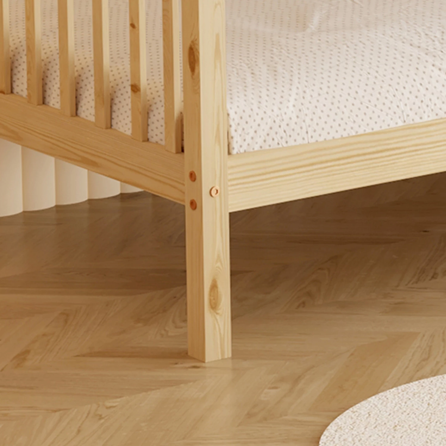 Pograd za otroke LANTAI FH682.01 iz borovega lesa v naravni barvi - vzmetnice 190x90 cm