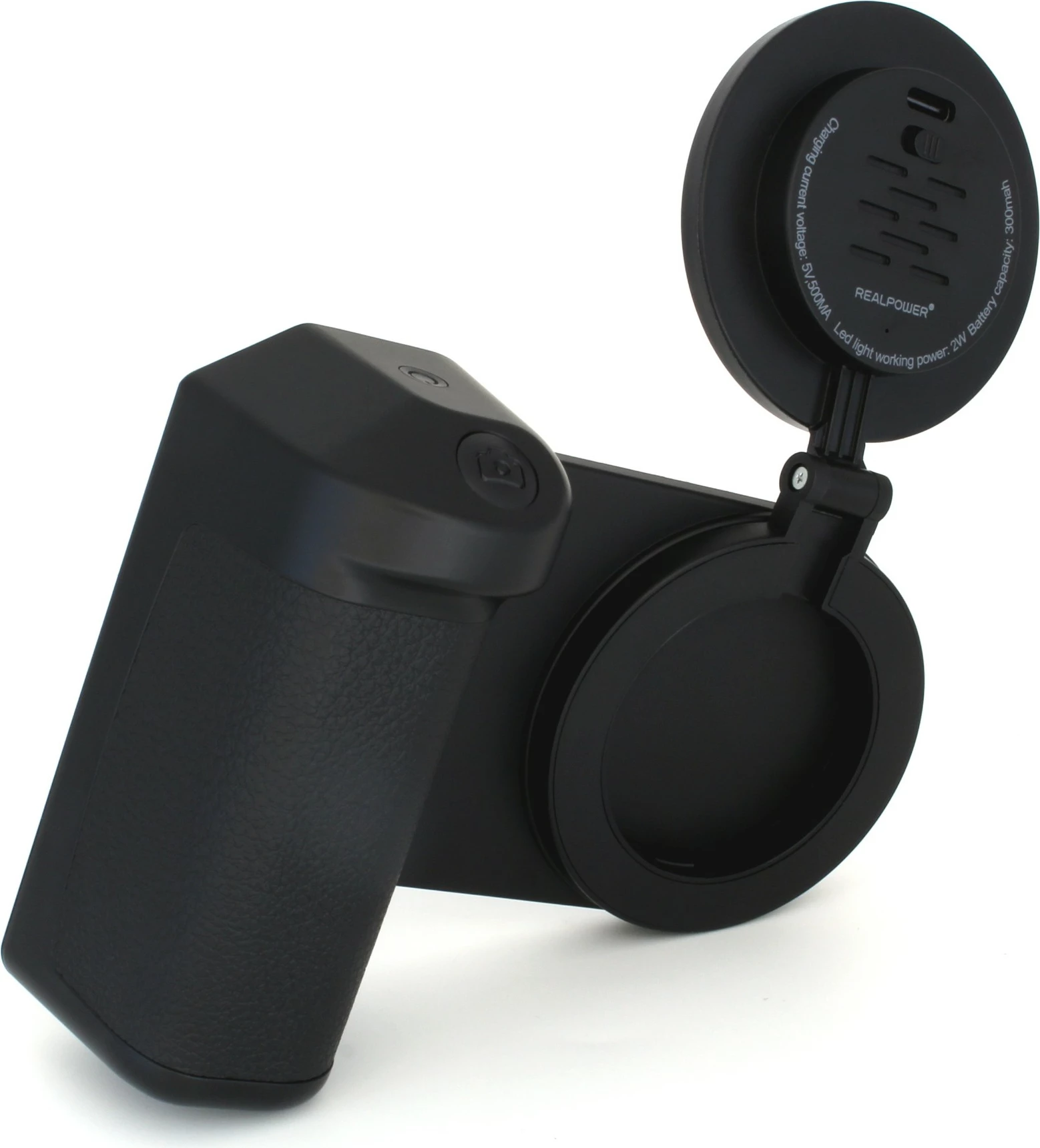 Držalo za selfie z LED lučjo Realpower MagFree, 4800mAh, črno/bele