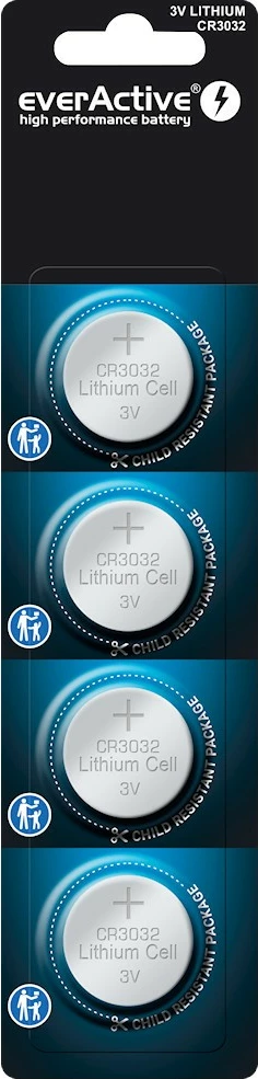 Litijeva baterija CR3032 everActive, komplet 4 kosov