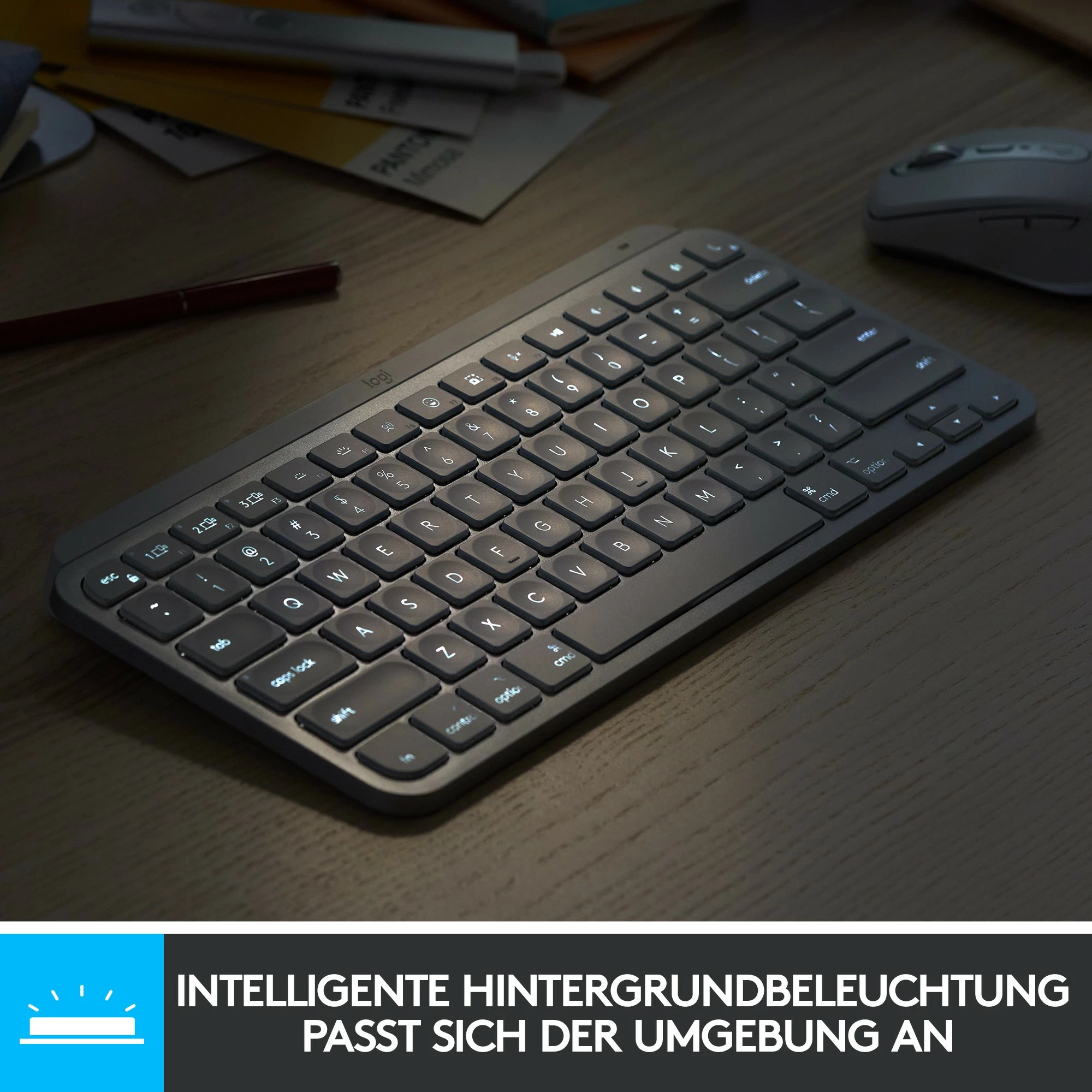Brezžična osvetljena tipkovnica MX Keys Mini, QWERTZ, LED, grafit - Logitech