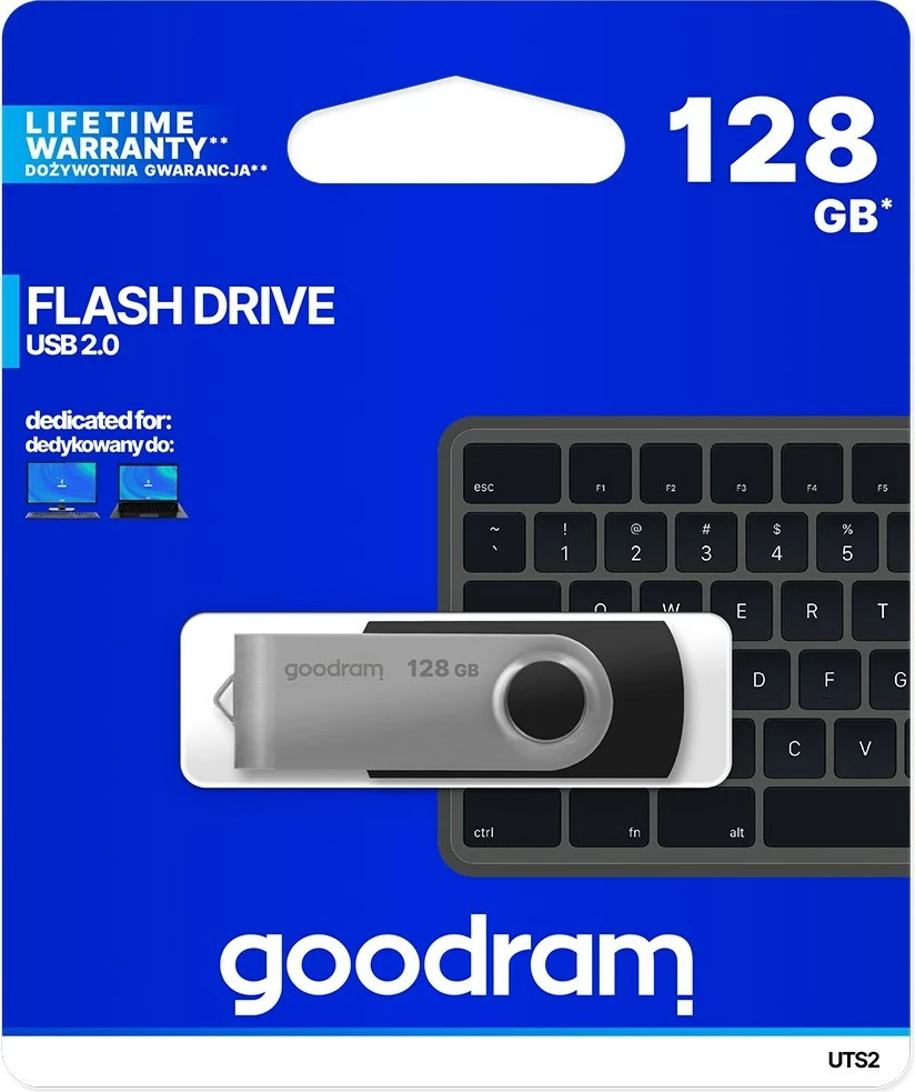 USB ključek 128 GB, USB Type-A 2.0, črno-srebrn GoodRam UTS2-1280K0R11
