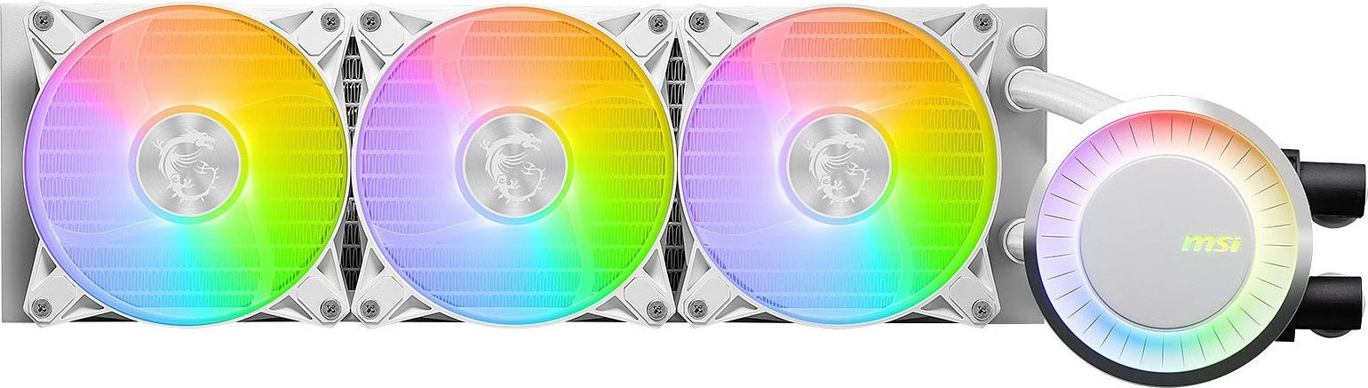 Ftohenje z vodnim hlajenjem MSI MAG Coreliquid E360, 3 ventilatorji 12 cm, RGB, bel