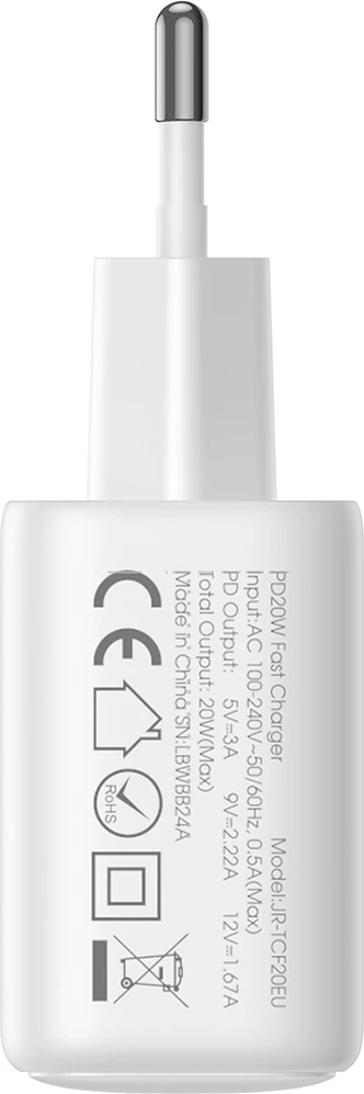 Stenski polnilec Joyroom JR-TCF20, USB-C, 20 W, bel