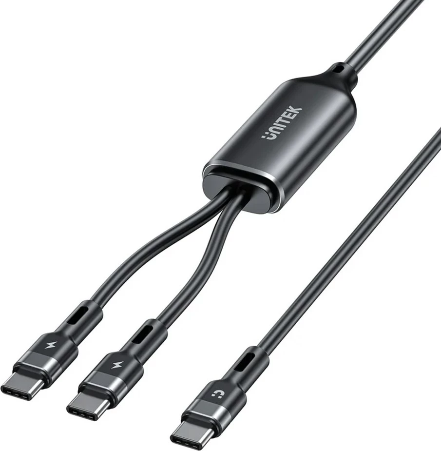 Kabel USB-C 2-v-1, UNITEK C14146ABK01-1.8M, 1,8 m, 100 W, črn