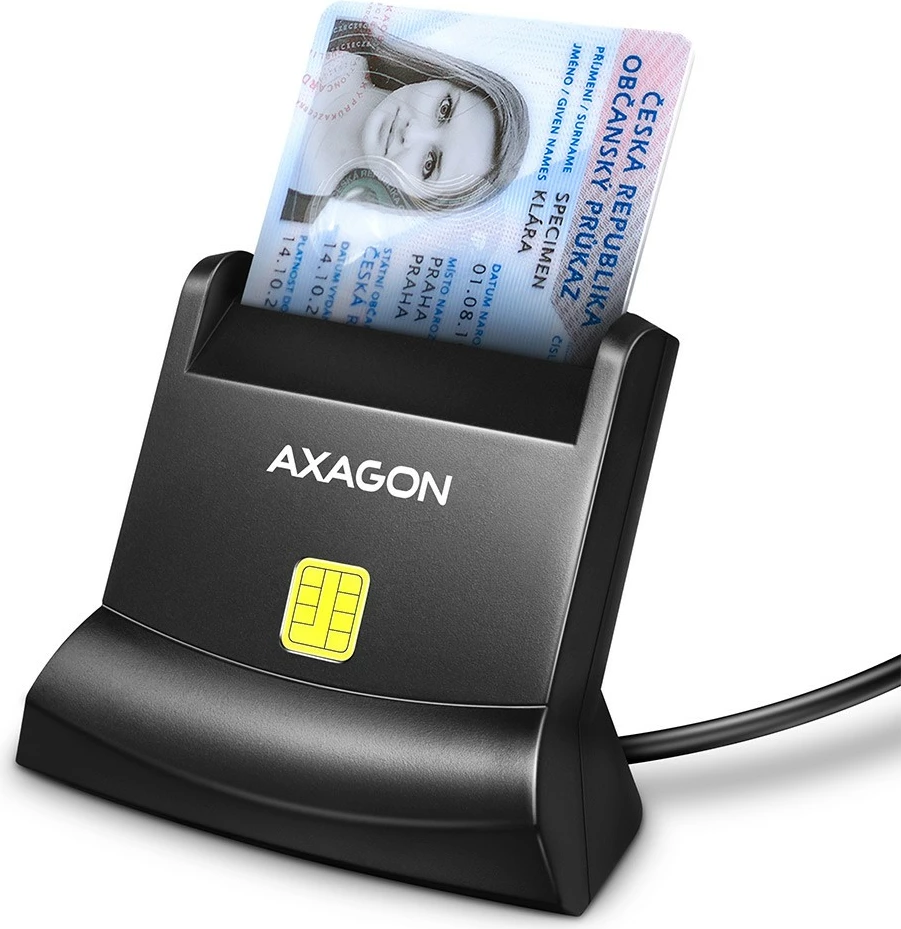Bralnik kartic AXAGON CRE-SM4N, USB, kabel 1,3 m, črn