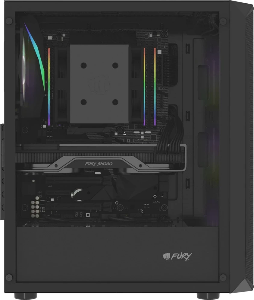 Konzola FURY Shobo SH4F RGB Midi Tower, črn