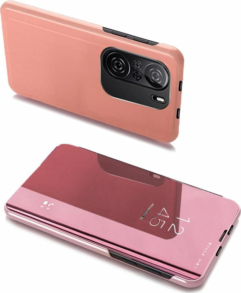 Zaščitni ovitek Clear View Hurtel za Xiaomi Redmi K40 Pro+/K40 Pro/K40/Poco F3, rožnat