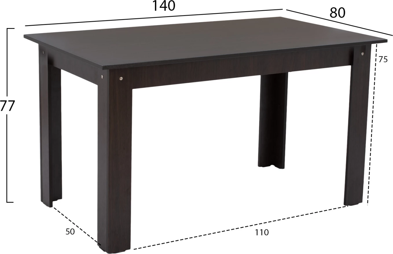 Kuhinjska miza Kelvin, wenge, ΗΜ2429.02 140x80x77 cm