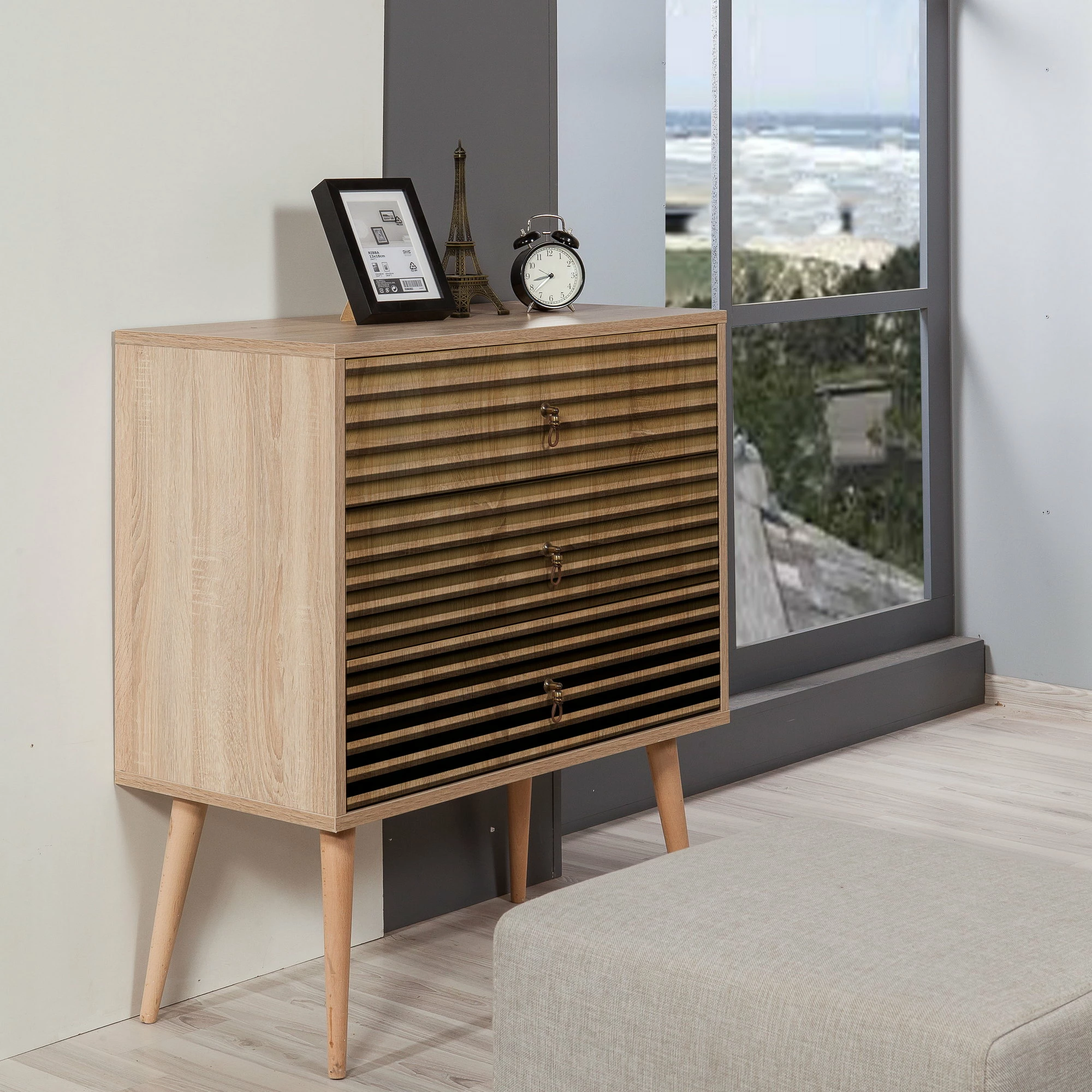 Komoda Trio - 220, Hanah Home, barva Sonoma Oak