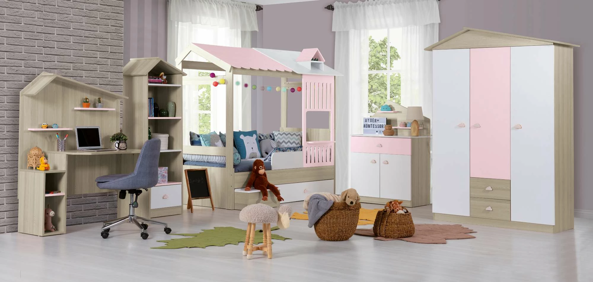 Postelja hiška za otroke Skye Decor Ayder New, roza