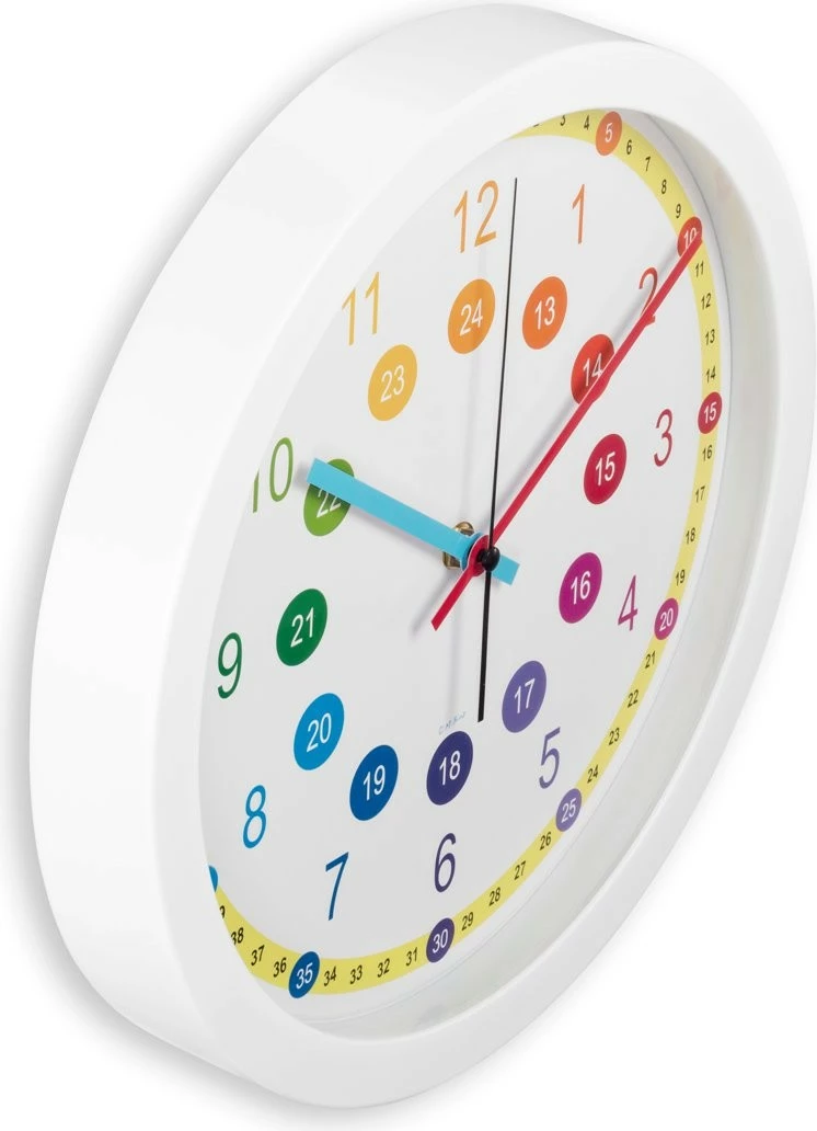 Otroška stenska ura Easy Learning Hama, 30 cm, analogna, večbarvna, bela