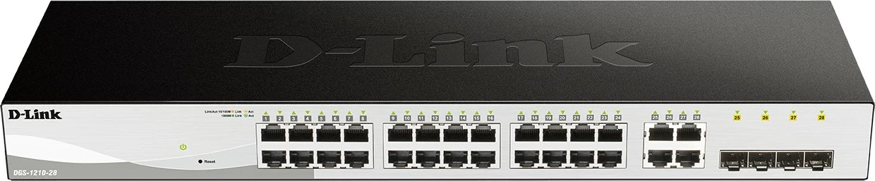 Upravljen stikalo D-Link DGS-1210-28, L2/L2+, montaža v rack, 1U, črno