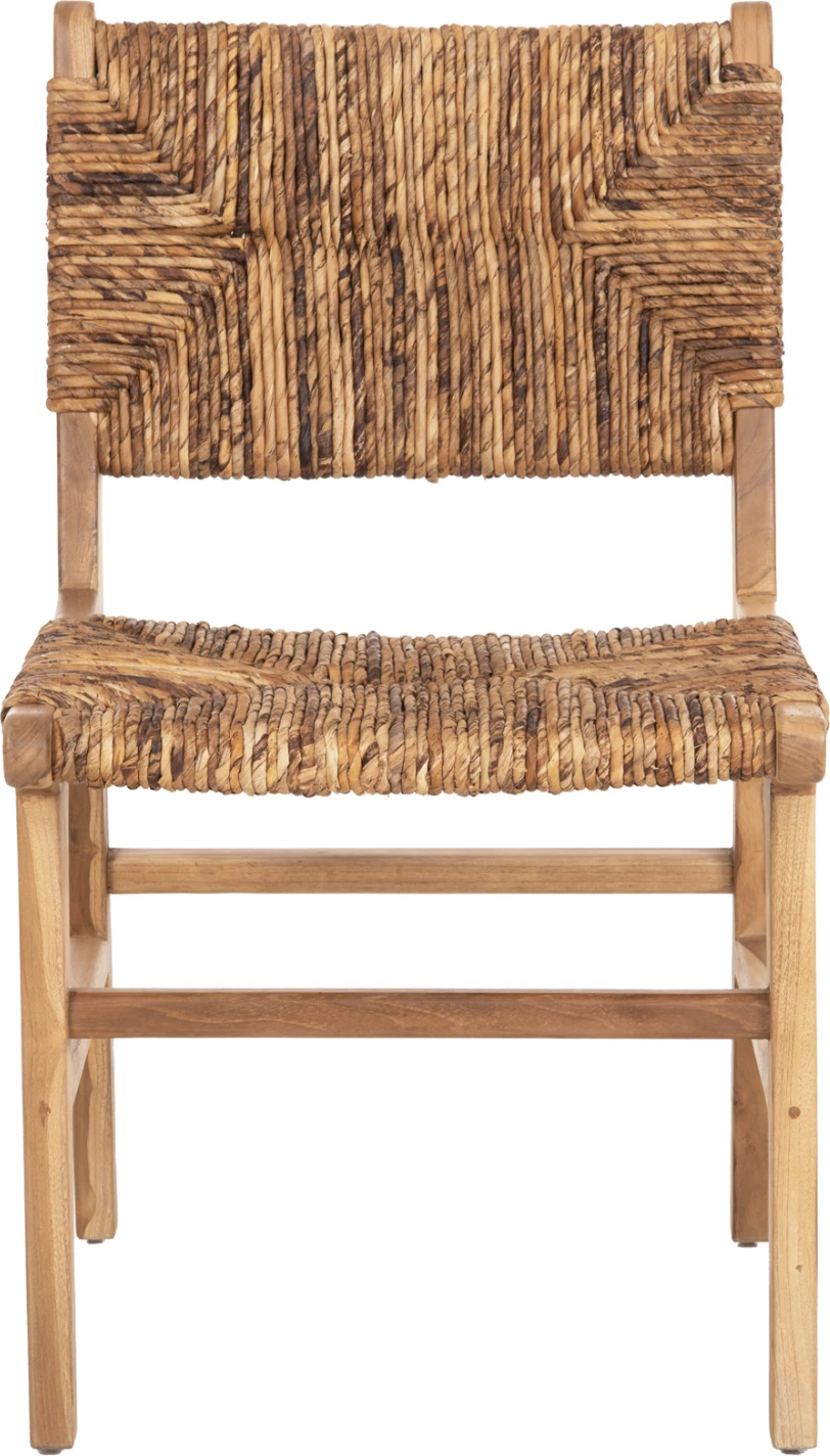 Stol FH9399.11 iz tikovine s slamnato oblazinjenjem na naslonjalu in sedežu naravne barve 51x60,5x88H cm