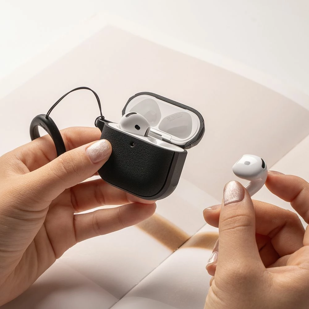 Ovitek z MagSafe za Apple AirPods 4, Ringke Onyx, svetlo rdeč, s karabinom