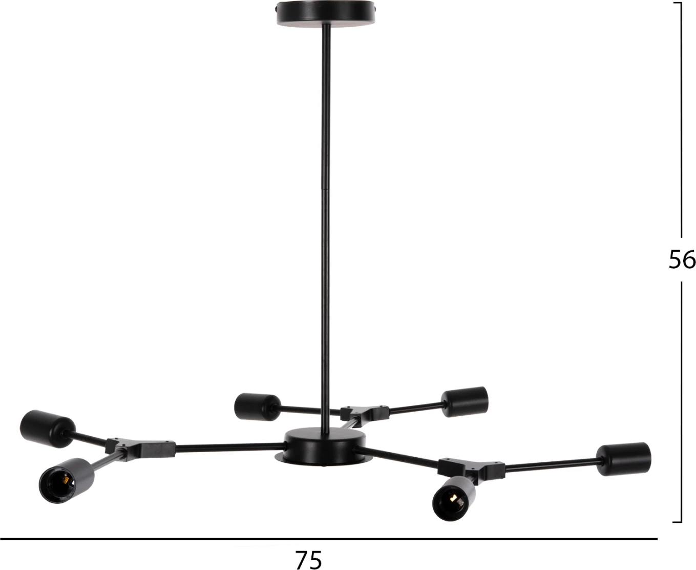 Stropna viseča svetilka s 6 lučmi FH4125 črna kovina 75x75x75H cm