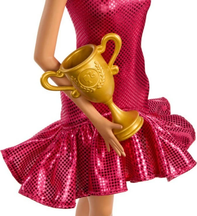 Punčka Barbie Dance Performer Mattel JFR09, rdeča sijoča obleka in zlati pokal