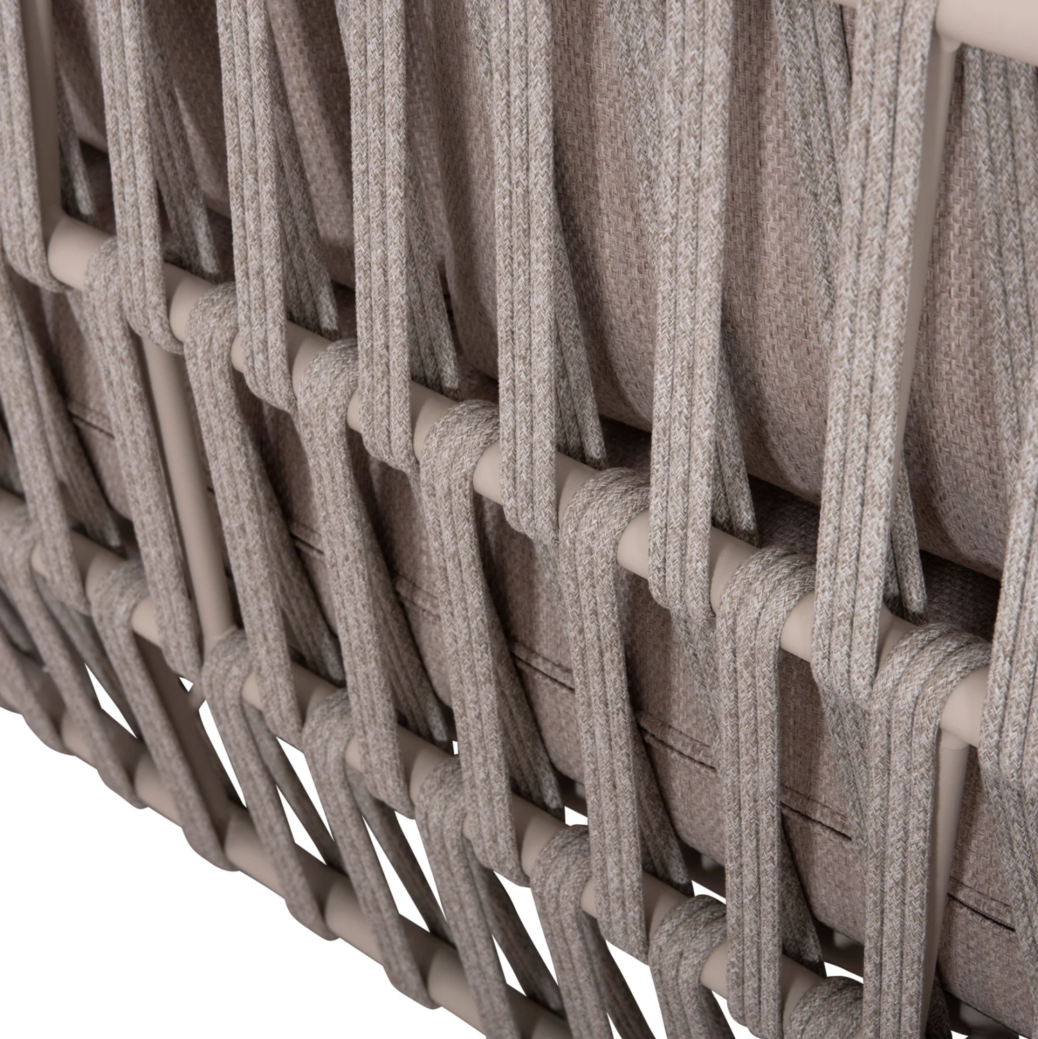 Zunanji vrtni garnitura 4-delna, kremno-bež, aluminij-čekan bež vrvica, OLEFIN blago & naravni TEAK les SABO FH6208.02