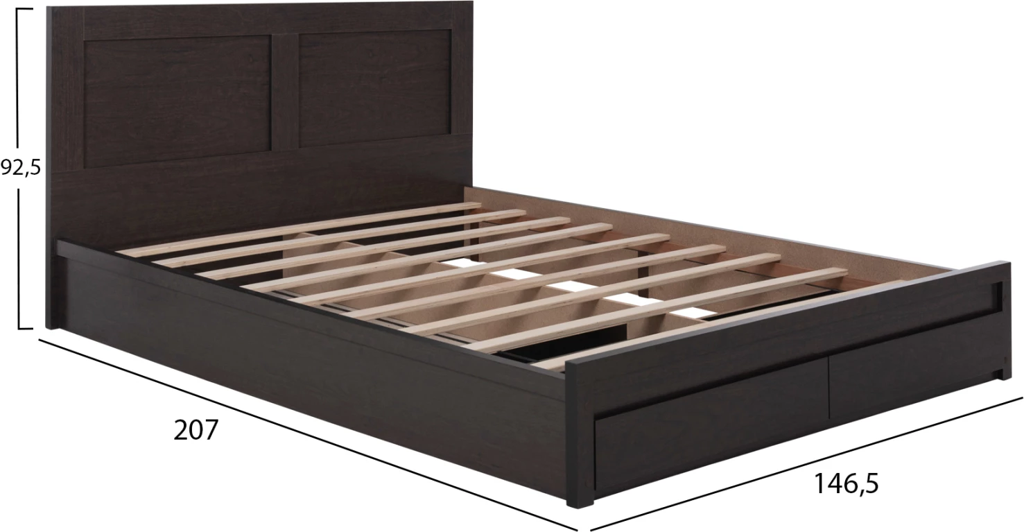 Postelja CAPRI FH599.11 z 2 predali - melamin v barvi wenge - za vzmetnico 140x200 cm