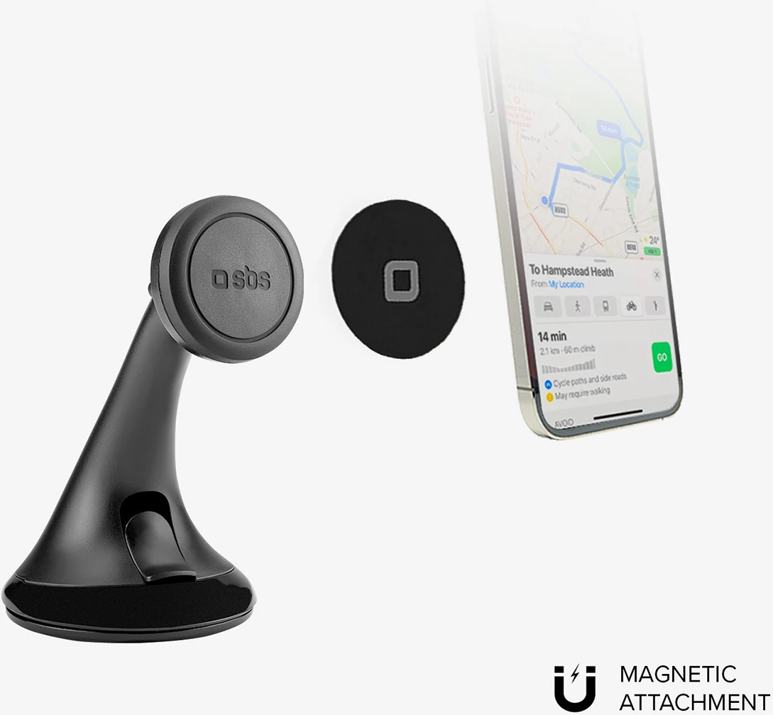 Magnetni nosilec za pametni telefon za armaturo/steklo, MagSafe, SBS TESUPPWINDWIDEK, črn