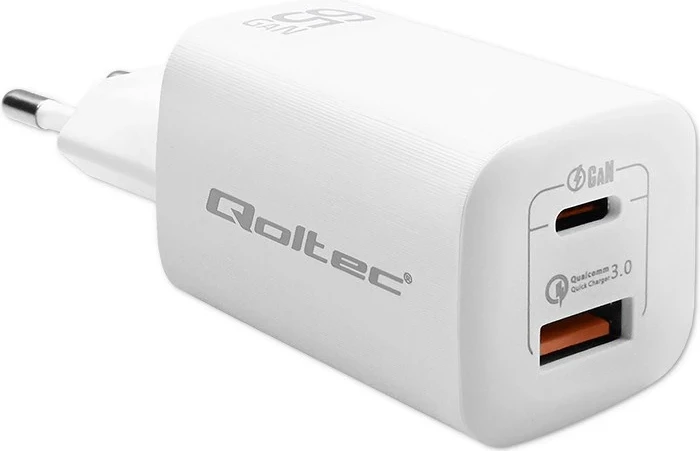 Polnilec za mobilne naprave Qoltec 50765, 65 W, bel, za notranjo uporabo