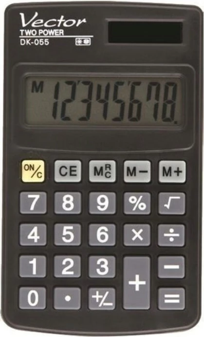 Kompakten žepni kalkulator, Vector DK-055, 8 mest, črn