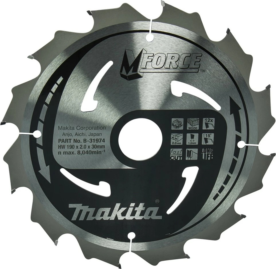 Rezalni disk M-FORCE 190x30x12 zobov, Makita