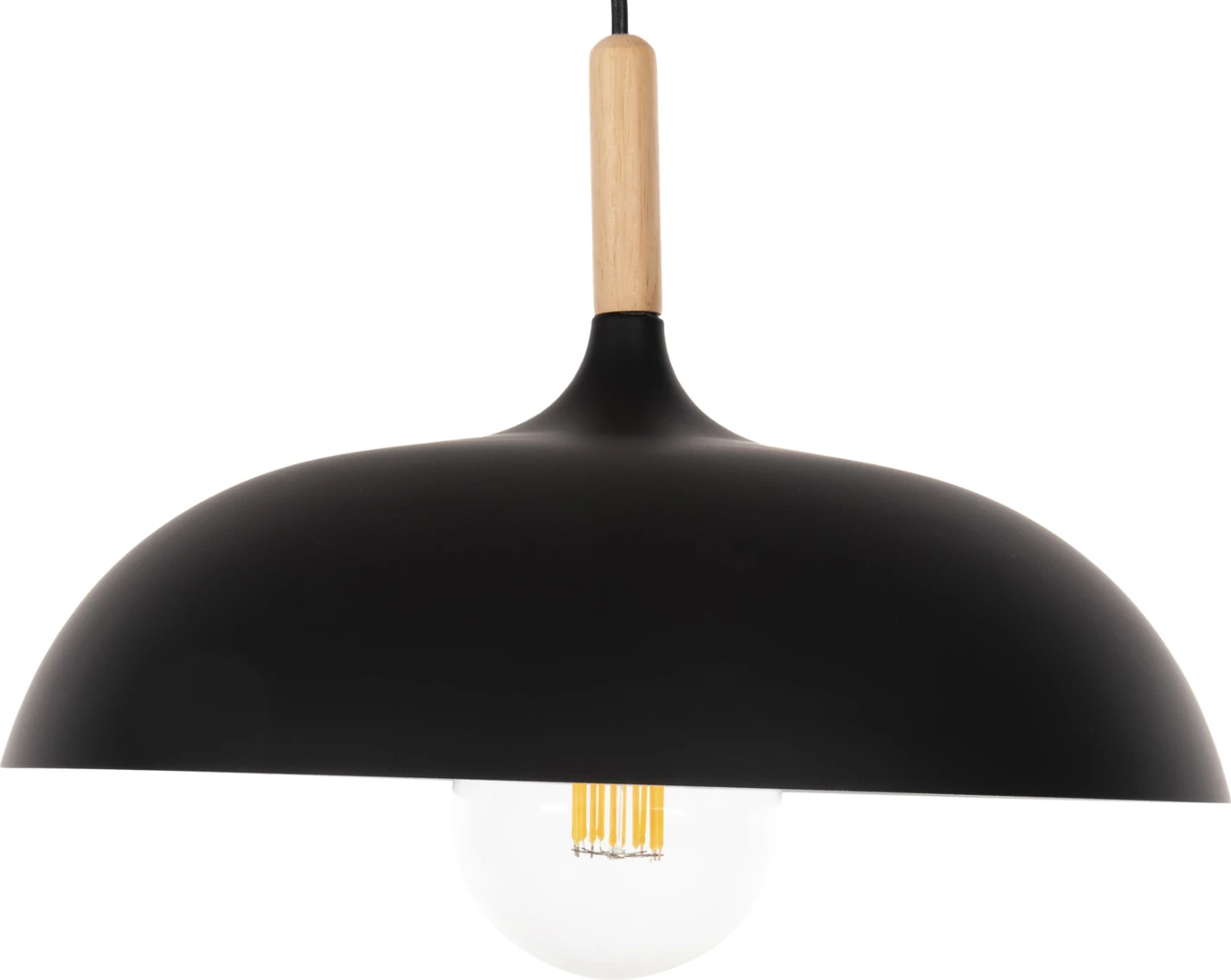 Stropna viseča svetilka FH4156 črna kovinsko-lesena podrobnost Φ35x112Hcm
