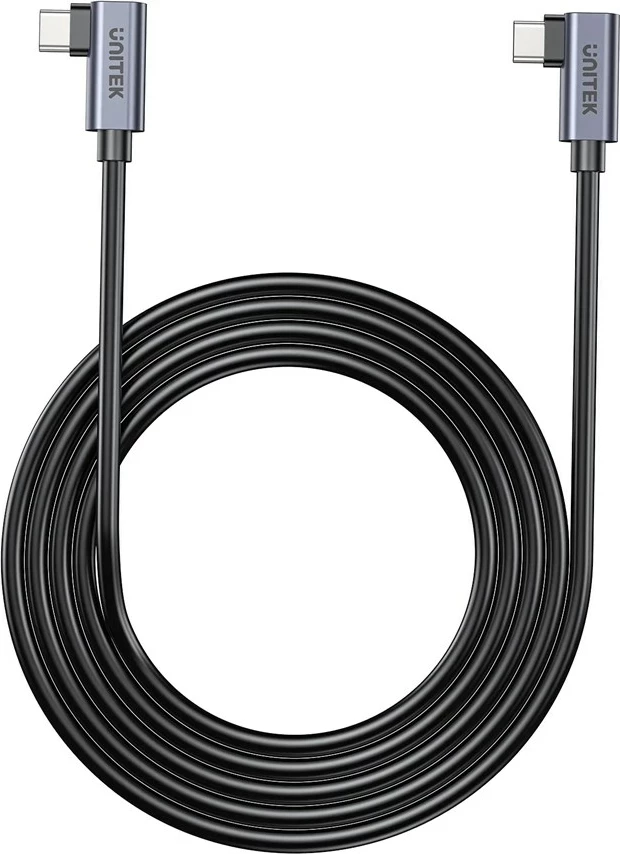 Kabel USB C na USB C UNITEK C14147ABK01-1M, 1 m, 100 W, 90°, črn