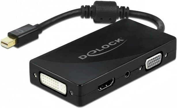 Adapter Mini DisplayPort v VGA/HDMI/DVI/Audio DeLOCK, 4K, črn