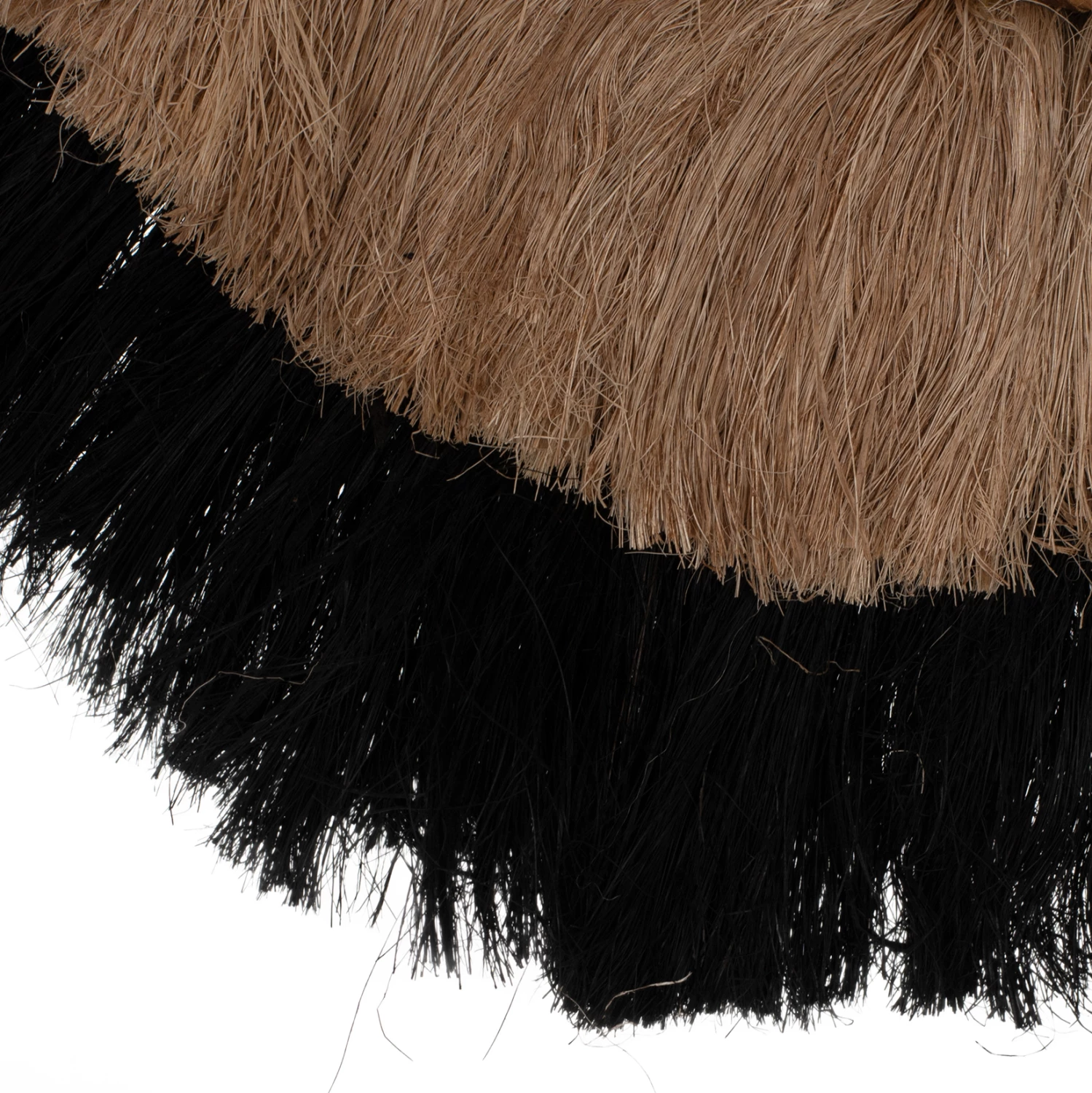 Okroglo ogledalo iz abaka vlaken v naravni in črni barvi 70x4x70Hcm.FH7737