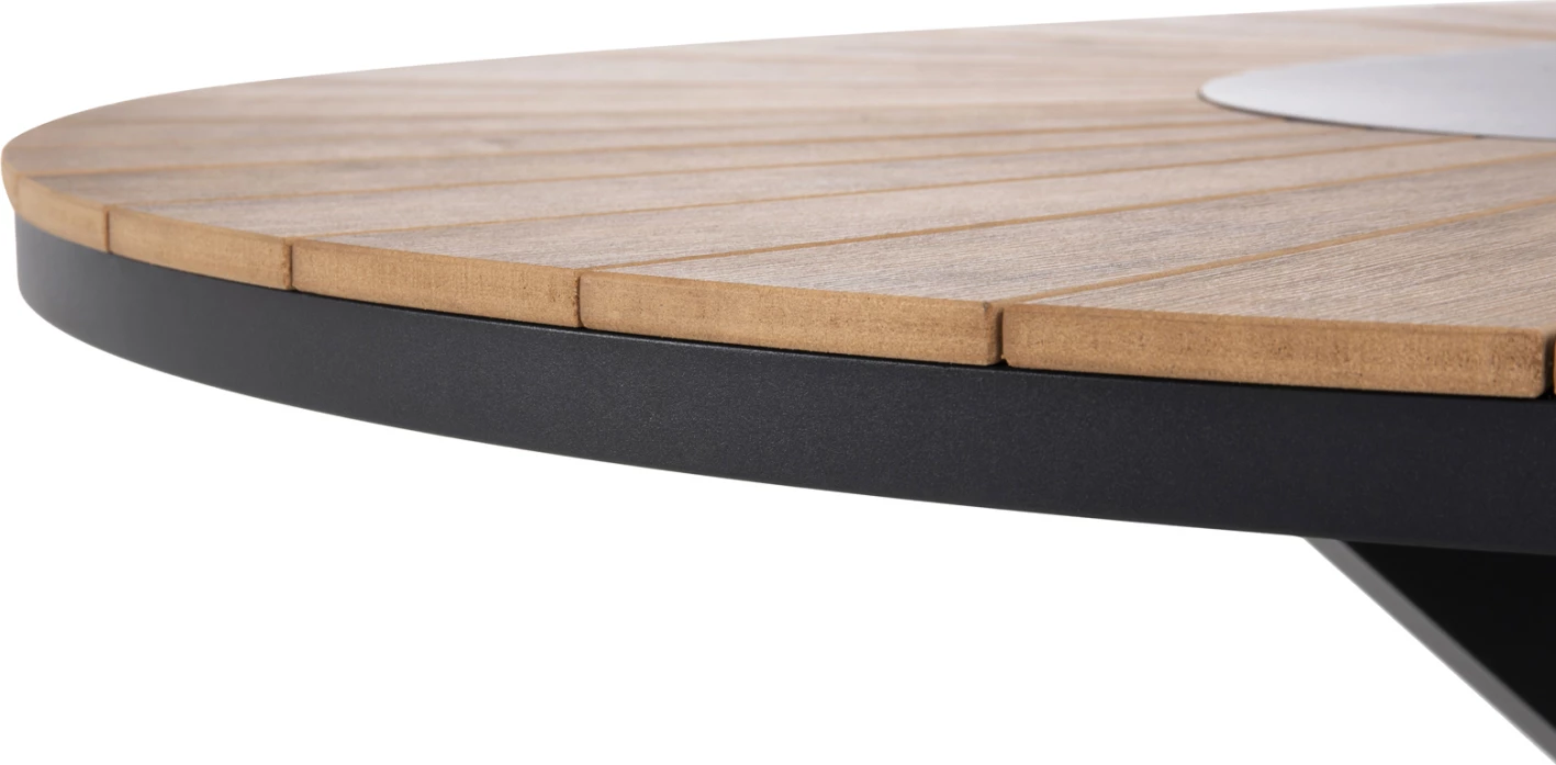 Zunanji okrogli miza MORIL FH6042.01 aluminij v antracitni barvi-poliles v naravni les Φ150cm