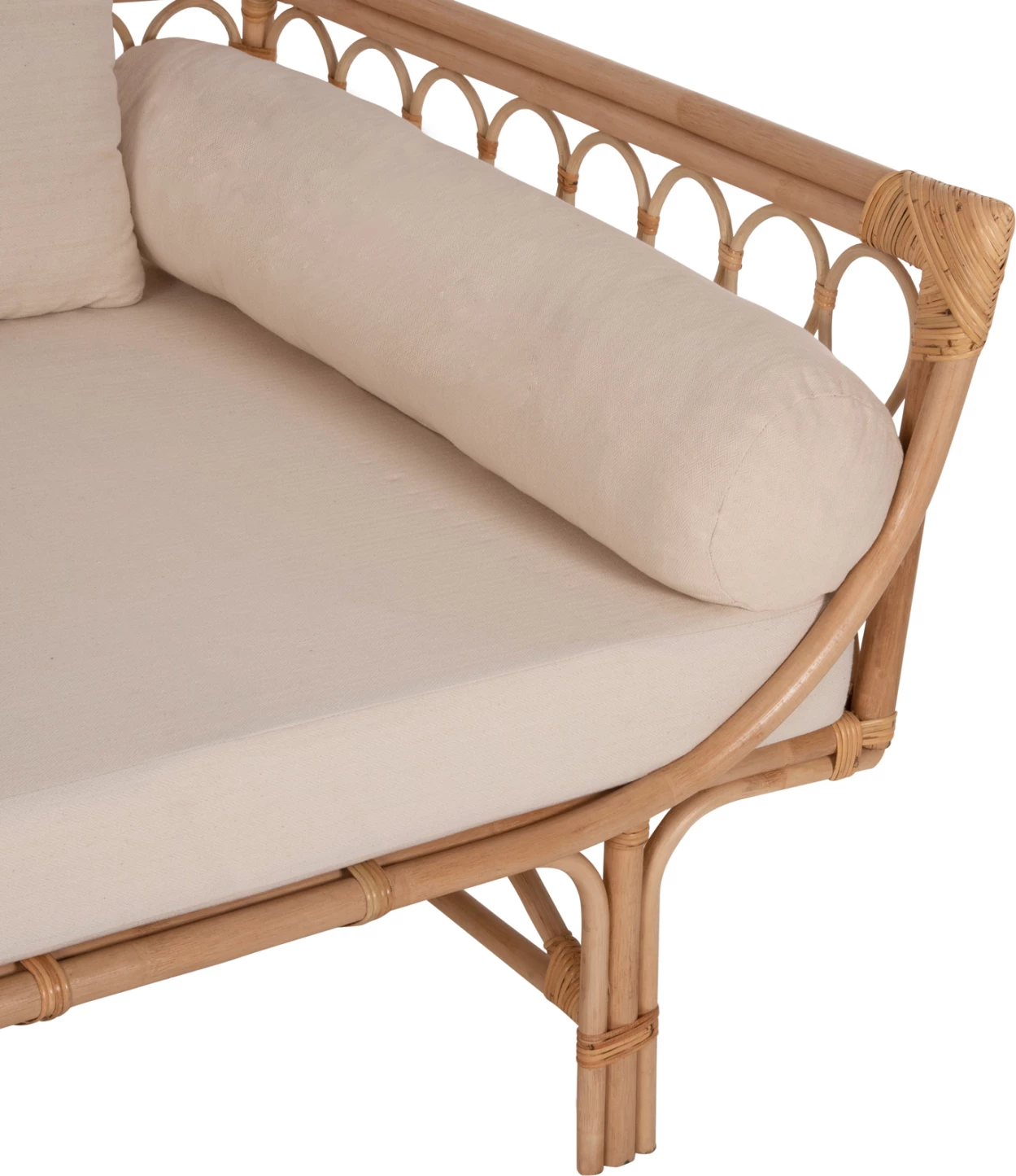 Postelja-kavč ALIKI FH9658 iz ratana v naravni-bež barvi z blazinami 200x100x86H cm