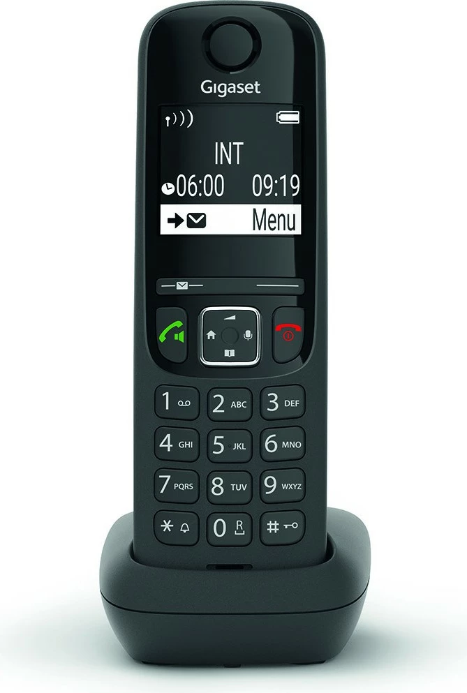 Brezžični telefon Gigaset AS690HX, 150 stikov, zvočnik, ID klica, črn