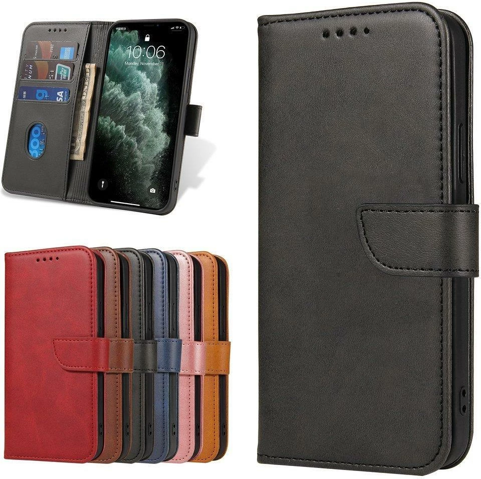 Ovitek za telefon z magnetom, s pokrovom in stojalom, črn Hurtel za Honor Magic4 Pro